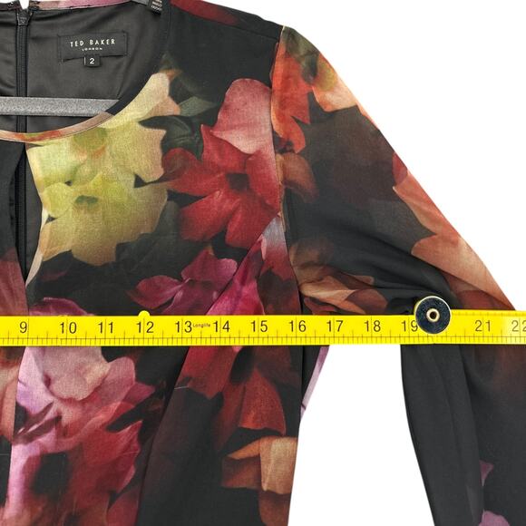 Ted Baker SAKINA Multicolor Floral Print 3/4 Sleeves Fit & Flare Dress Size 2 - Picture 10 of 11